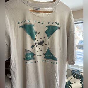 Vintage 90s Mighty Ducks Jerzees White Distressed Cotton Tee